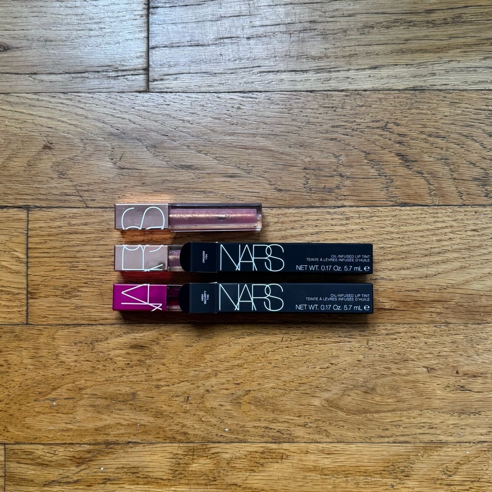 NWOT NARS Cosmetics oil-infused lip tint, orgasm & high security bundle